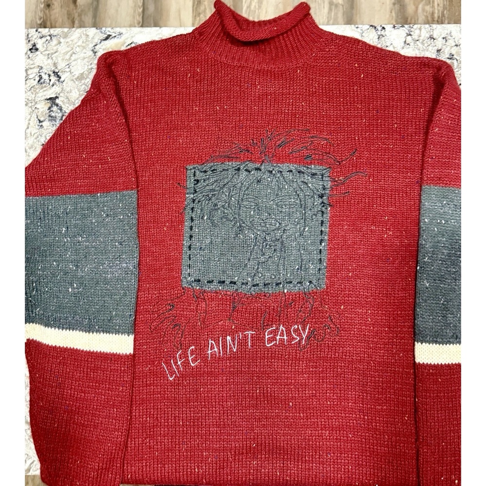 VTG Godbody Sweater Men XL Gray Knit Mock Neck Oversized Pullover Streetwear